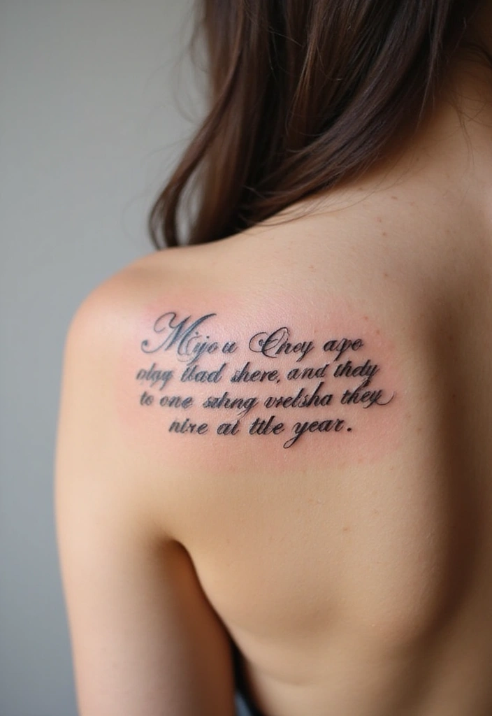 30 Shoulder and Back Tattoos for Women That Look Stunning - 25. Inspirational Quotes