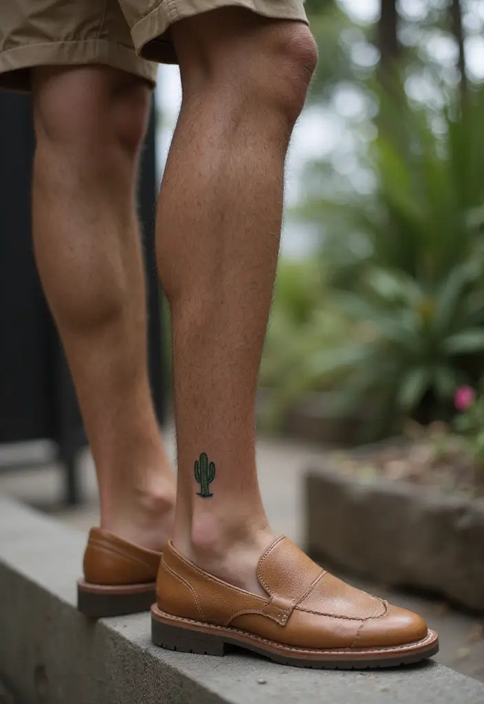 30 Subtle Men Tattoos That Look Minimal Yet Powerful - 25. Small Cactus