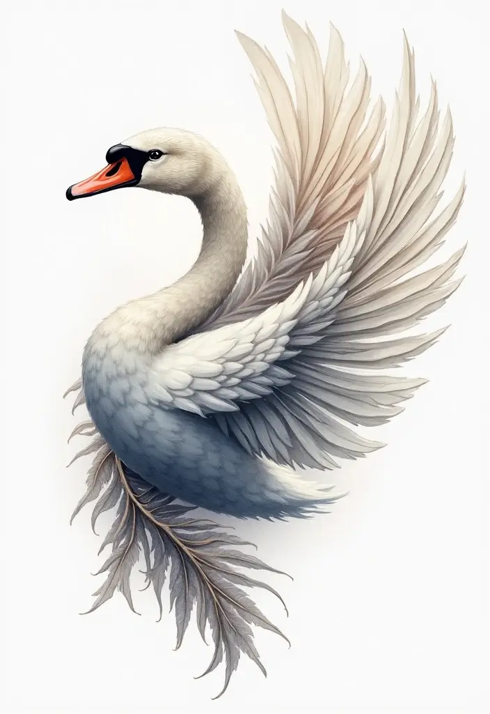 30 Graceful Swan Tattoo Ideas for a Timeless Look - 25. Swans with Feathers