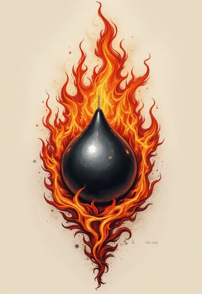 30 Tattoo Black Pearl Ideas to Inspire Your Next Ink - 25. Black Pearl with Fire