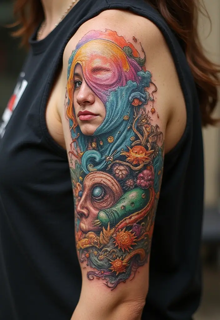 30 Upper Arm Tattoo Ideas for Bold Placement Choices - 25. Surreal Designs