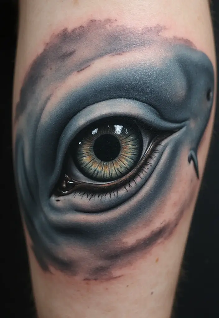 30 Tattoo Shark Meaning and Design Inspirations - 25. The Eye of the Shark