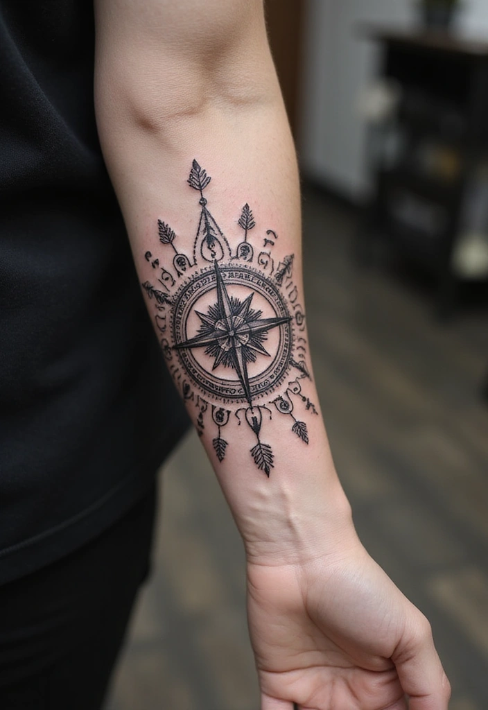 30 Unbreakable Bond Tattoo Inspirations Full of Emotion - 25. Compass with Family Values