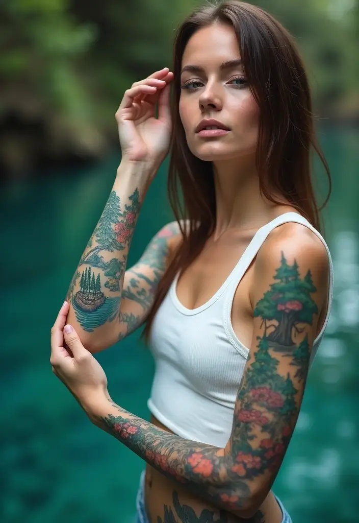 30 Water Tattoo Sleeve Ideas Full of Fluid Motion - 25. Surreal Water Landscapes