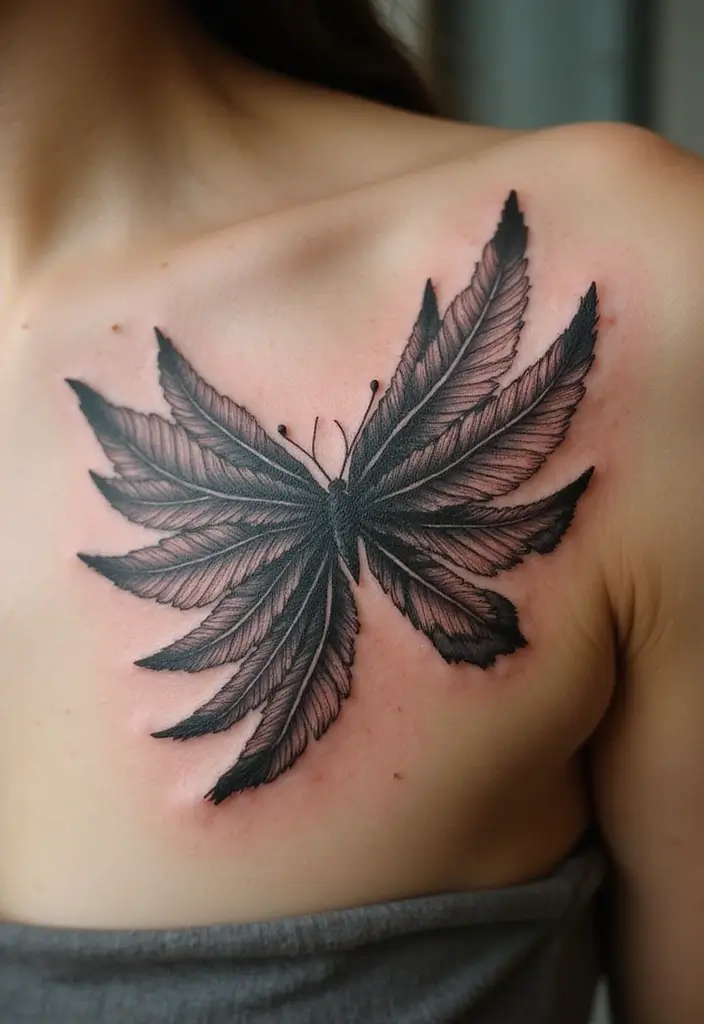 30 Butterfly Tattoos on Shoulder for Graceful Inspiration - 26. Butterfly and Feather