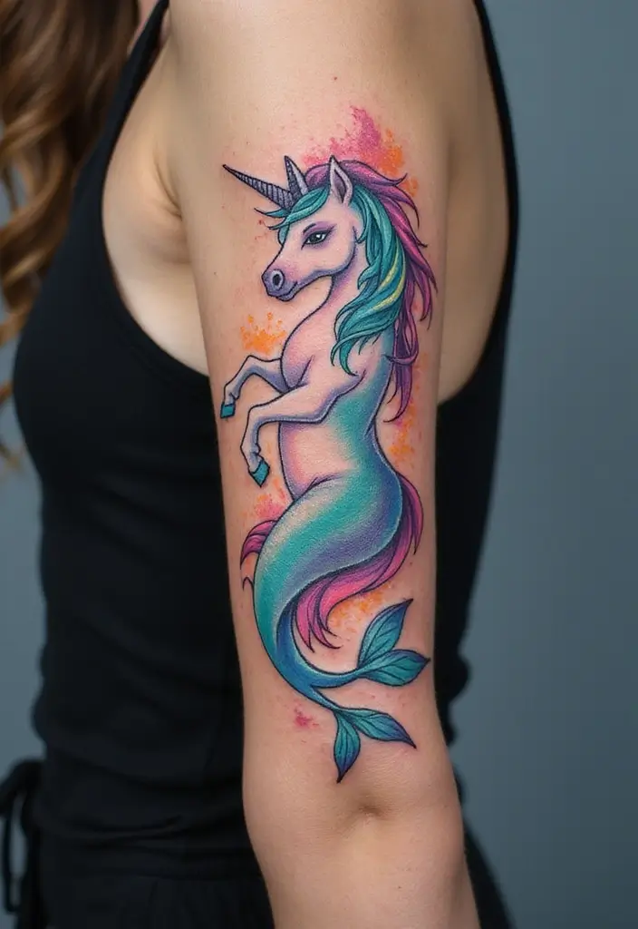30 Colorful Arm Tattoos That Pop with Style - 26. Mythical Creatures