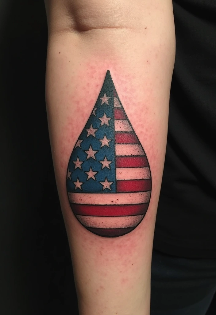 30 Empty Teardrop Tattoo Meaning and Design Ideas - 27. Teardrop with Stars and Stripes