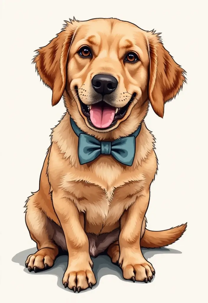 30 Golden Retriever Memorial Tattoos Honoring Beloved Pets - 26. Golden Retriever with a Bowtie