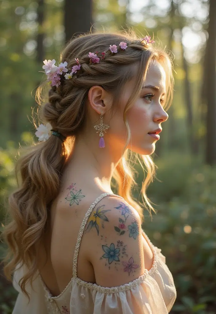 30 Creative Hair Tattoos for Ladies That Stand Out - 26. Stylish Starflowers