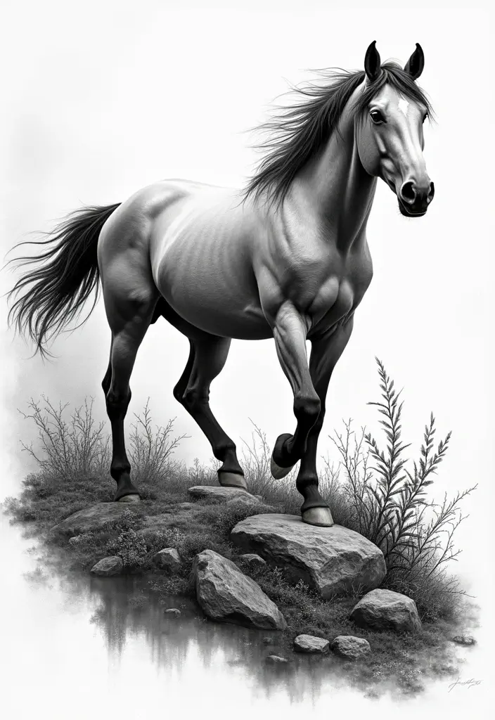 30 Horse and Horseshoe Tattoos for Luck and Freedom - 26. Wild Horse Ridge