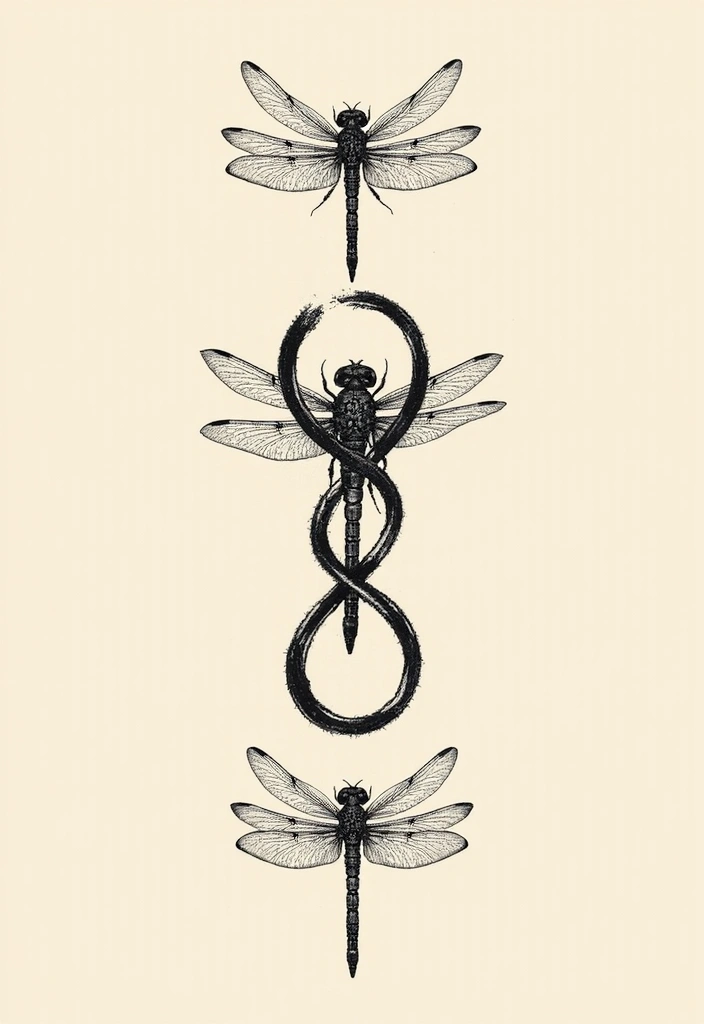 30 Infinity Dragonfly Tattoo Designs with Meaning - 26. Evolving Infinity Dragonfly