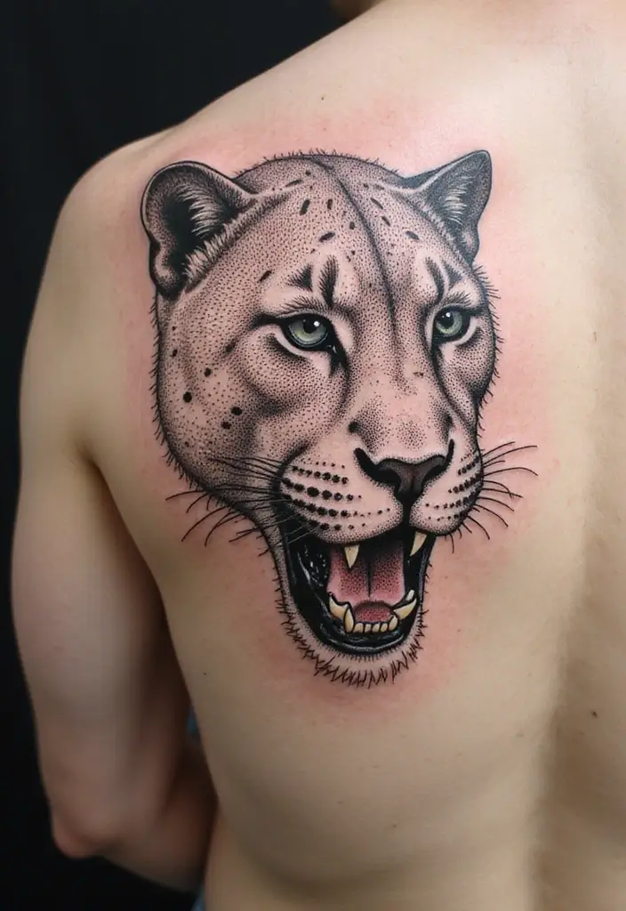 30 Panther Tattoo Designs That Represent Power and Mystery - 26. Panthaire with Dots