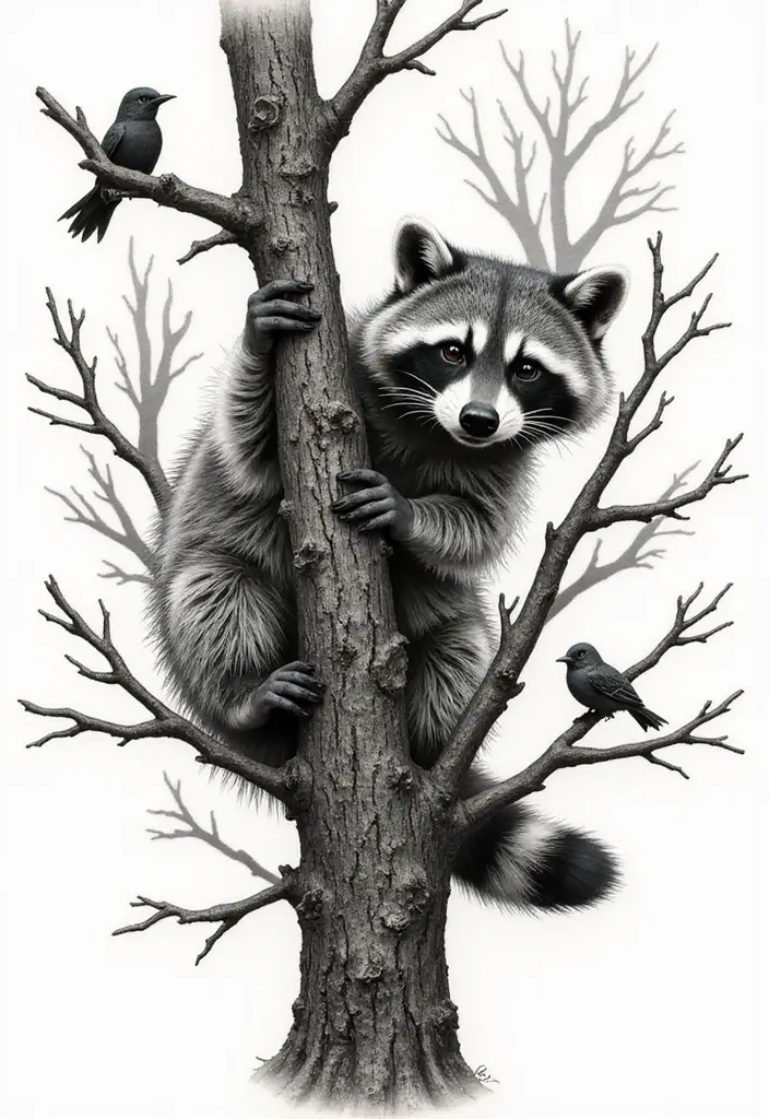 30 Raccoon Tattoo Designs with Clever and Playful Meanings - 26. The Fearless Adventurer
