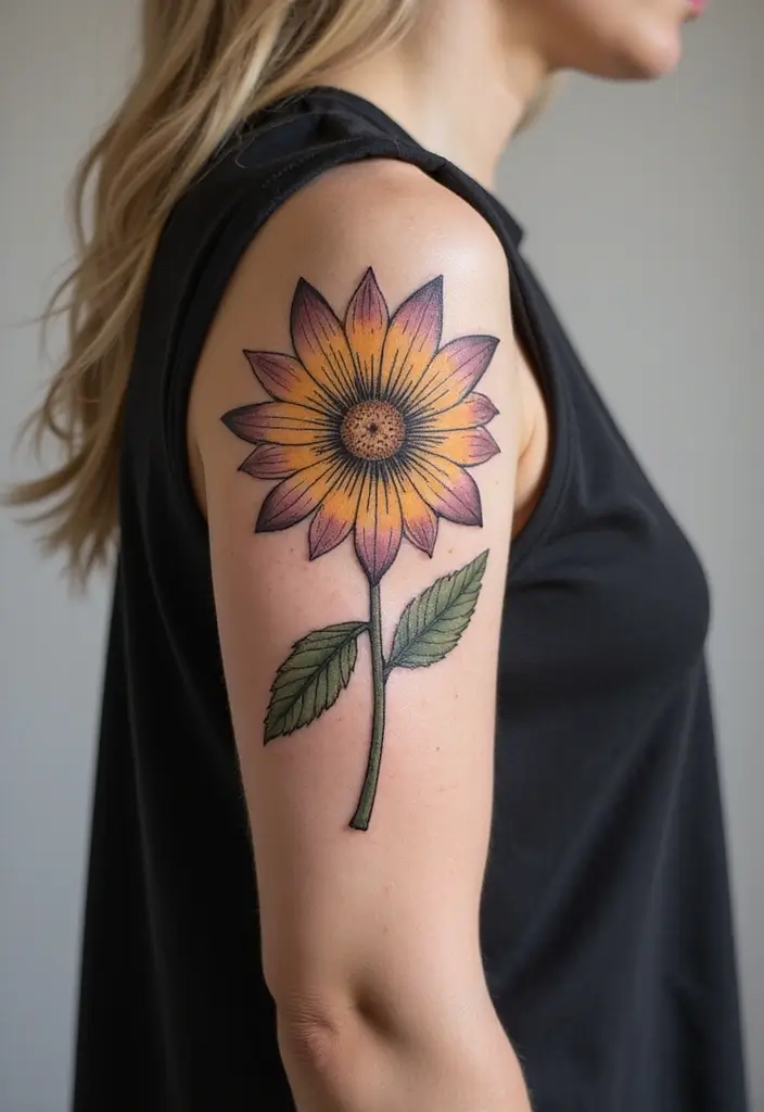 30 September Birth Flower Tattoo Ideas with Meaning - 26. Aster with Vintage Style