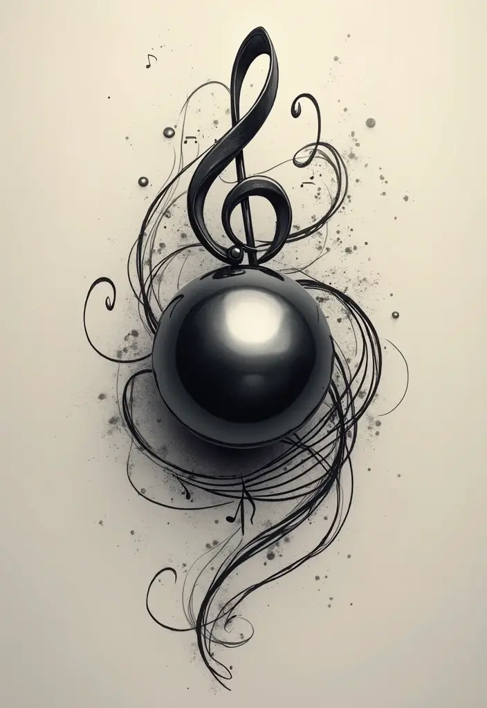 30 Tattoo Black Pearl Ideas to Inspire Your Next Ink - 26. Black Pearl and Music Notes