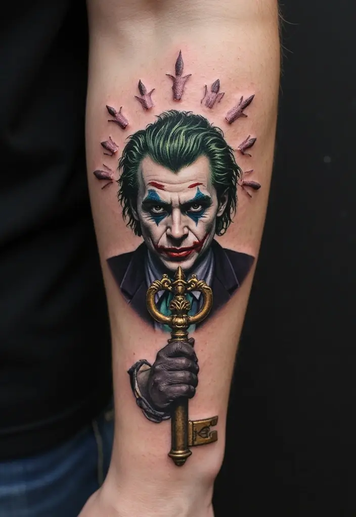 30 The Joker Tattoo Meaning and Unique Designs - 26. The Joker with a Key