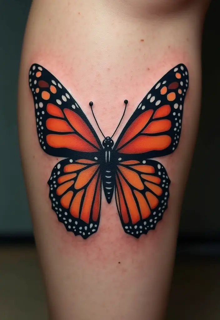 30 Butterfly Tattoo Placement Ideas That Enhance Beauty - 27. On the Calf: An Impactful Option