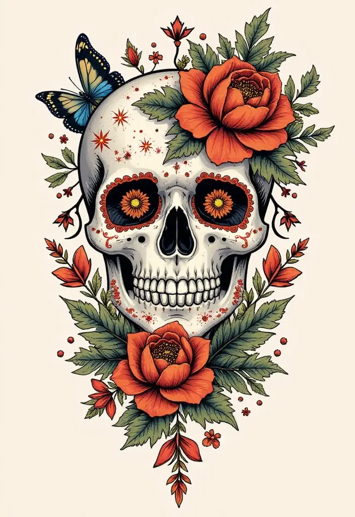 30 Calavera Tattoo Inspirations for Day of the Dead - 27. Symbolism of Life