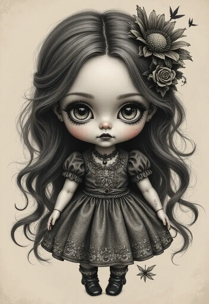 30 Dark Gothic Tattoos with Mysterious and Edgy Aesthetics - 27. The Haunted Doll