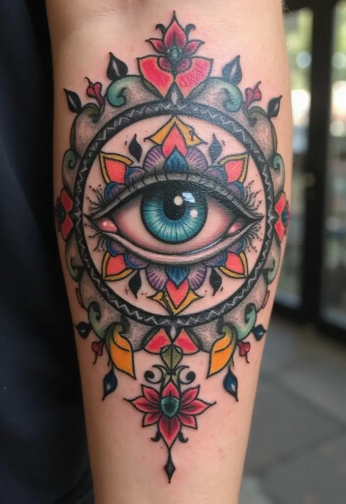 30 Evil Eye Tattoo Designs for Protection and Style - 27. Evil Eye in a Circle
