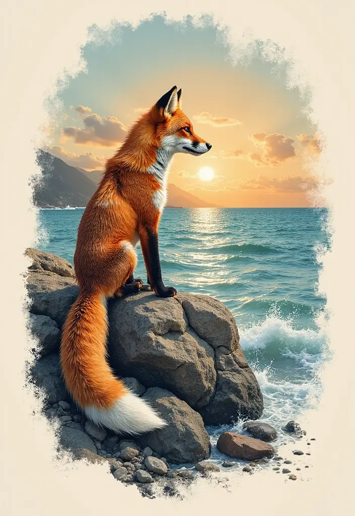 30 Fox Tattoos for Women That Highlight Feminine Energy - 27. Fox and Ocean Tattoo