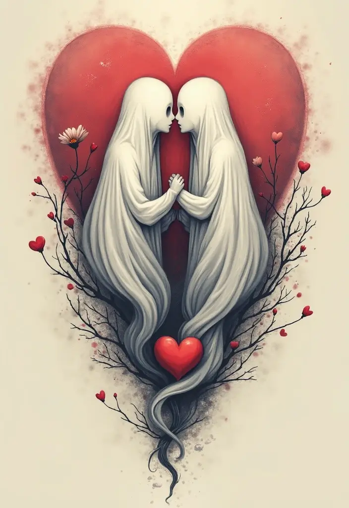 30 Ghost Tattoo Meanings and Designs with Spooky Style - 27. Eternal Love
