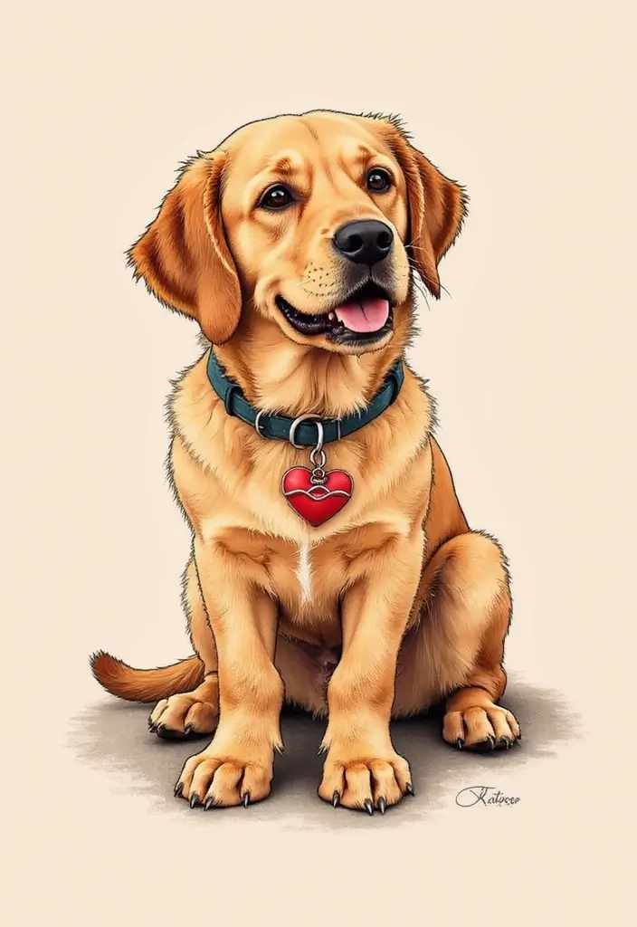 30 Golden Retriever Memorial Tattoos Honoring Beloved Pets - 27. Golden Retriever and a Symbol of Love