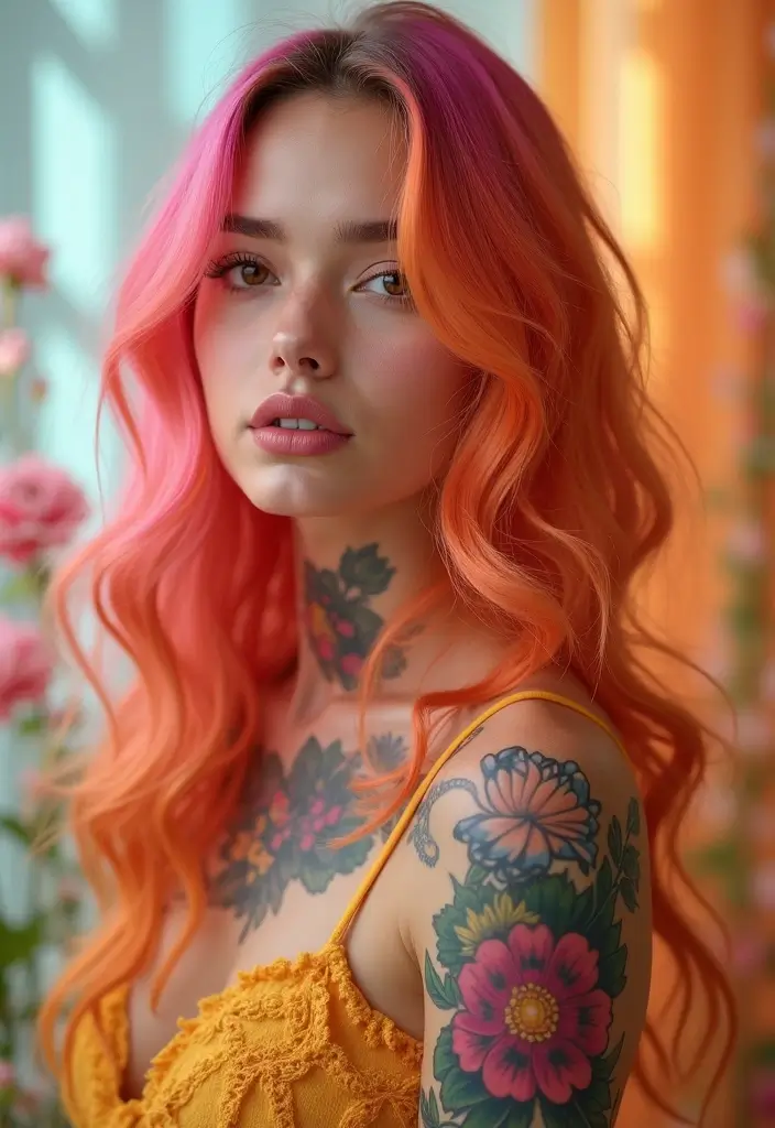 30 Creative Hair Tattoos for Ladies That Stand Out - 27. Bold Zinnias
