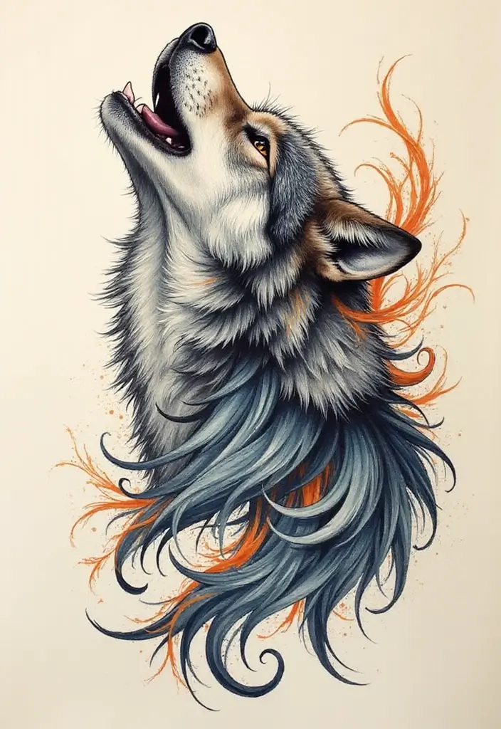 30 Howling Wolf Tattoo Meaning and Inspiring Designs - 27. The Dance of Life