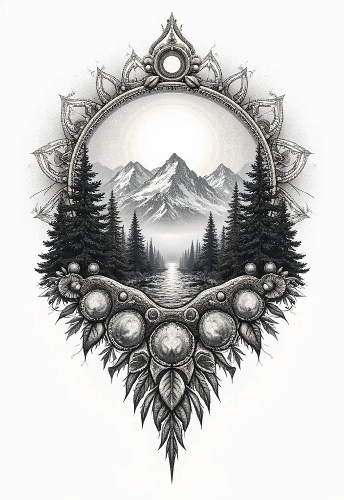 30 Mandala Tattoo Ideas with Spiritual and Geometric Beauty - 27. Mandala and Nature Elements