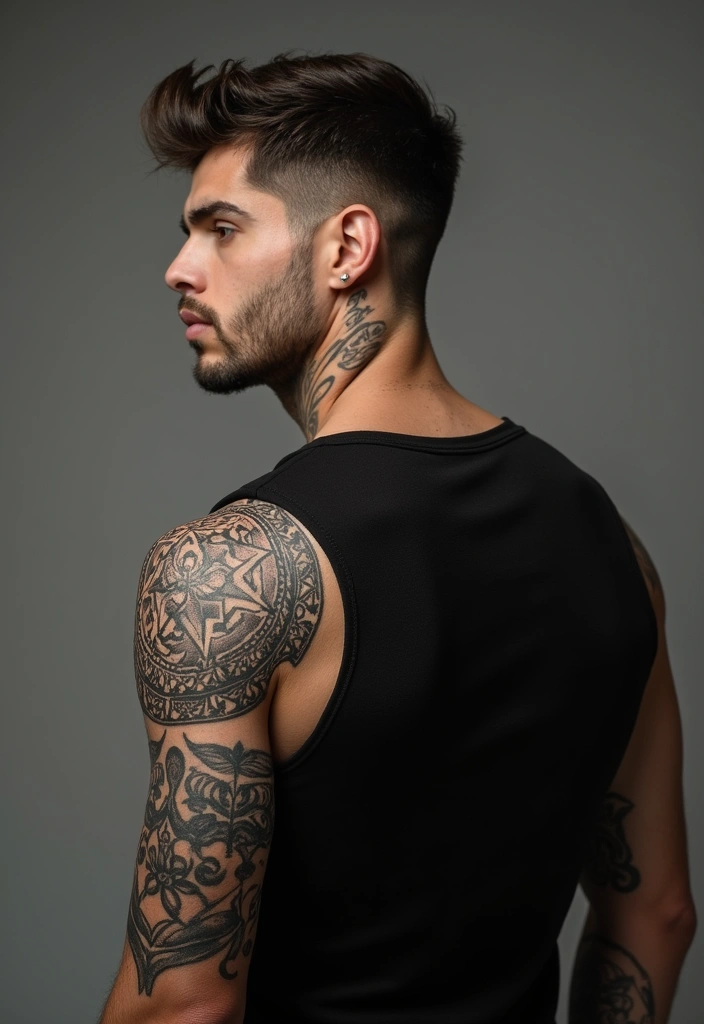 30 Shoulder Tattoos for Men with Meaningful Designs - 27. Shield: Protection and Strength
