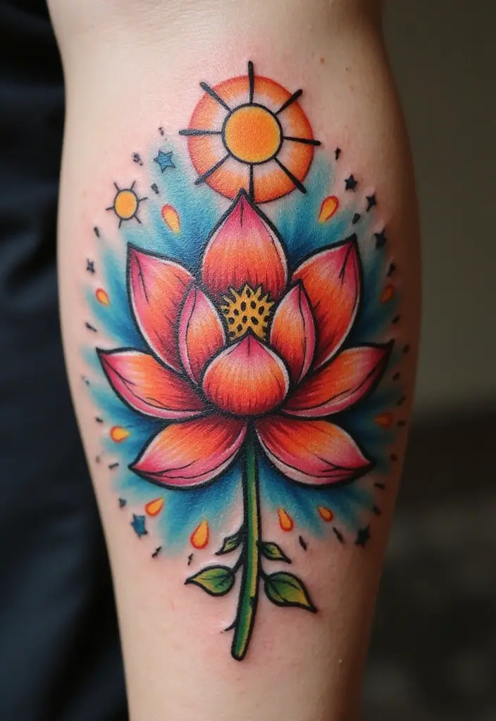 30 Strength Lotus Flower Tattoo Meaning and Designs - 27. Dreaming Big: Aspirations and Goals