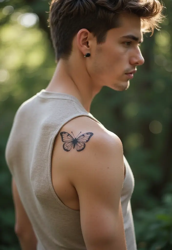 30 Subtle Men Tattoos That Look Minimal Yet Powerful - 27. Minimalist Butterfly