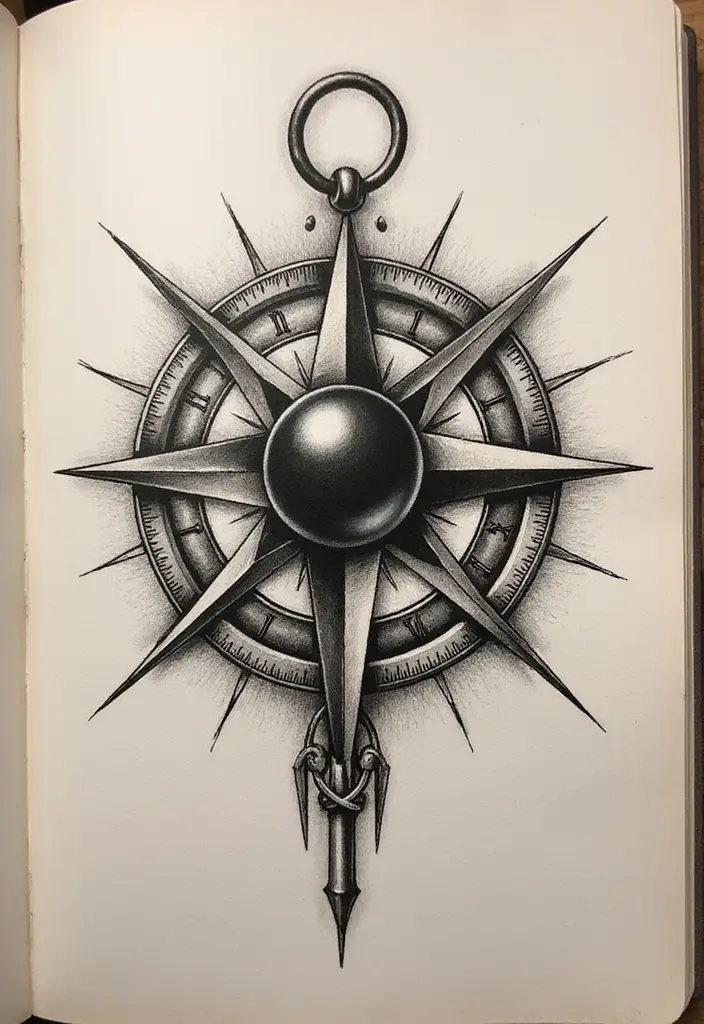 30 Tattoo Black Pearl Ideas to Inspire Your Next Ink - 27. Black Pearl and Compass