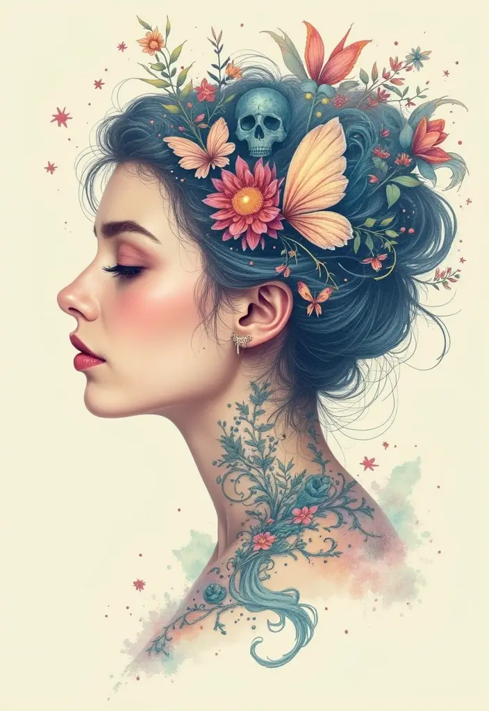 30 Bold Tattoo Head Designs That Stand Out - 27. Ethereal Themes