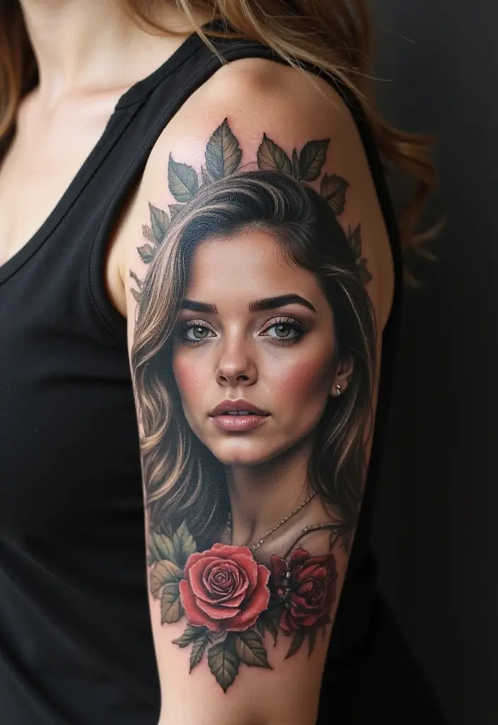 30 Upper Arm Tattoo Ideas for Bold Placement Choices - 27. Portrait Tattoos
