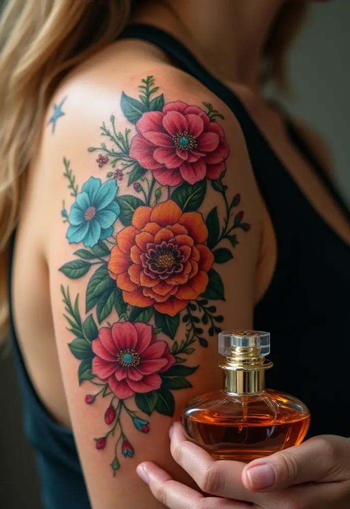 30 Timeless Tattoo Ideas That Never Go Out of Style - 27. Colorful Floral Tattoos