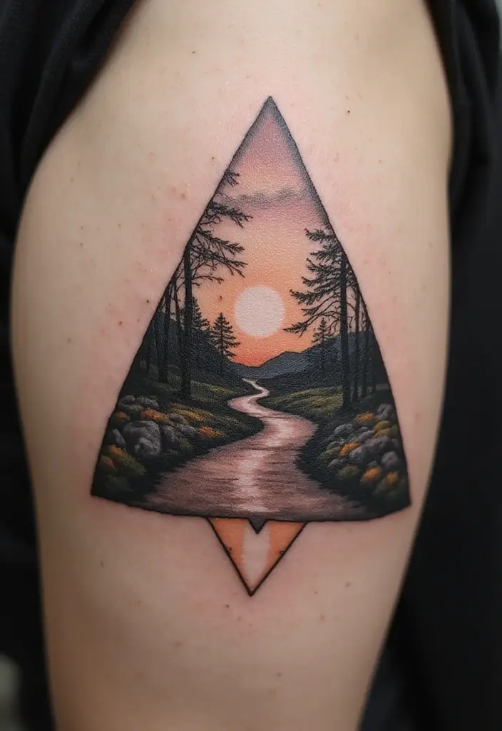 30 Triangle Tattoos for Guys That Carry Symbolic Meaning - 27. The Journey of Self-Discovery Triangle