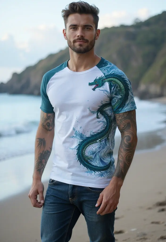 30 Water Tattoo Sleeve Ideas Full of Fluid Motion - 27. Water Dragon