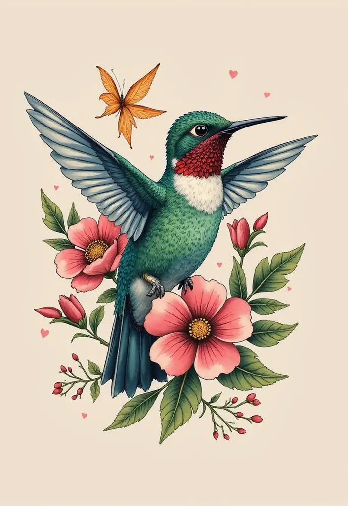 30 3D Hummingbird Tattoos That Feel Lifelike - 28. The Harmony of Colors
