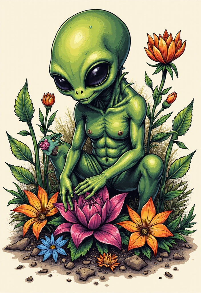 30 Alien Tattoo Meaning and Out-of-This-World Designs - 29. The Space Gardener