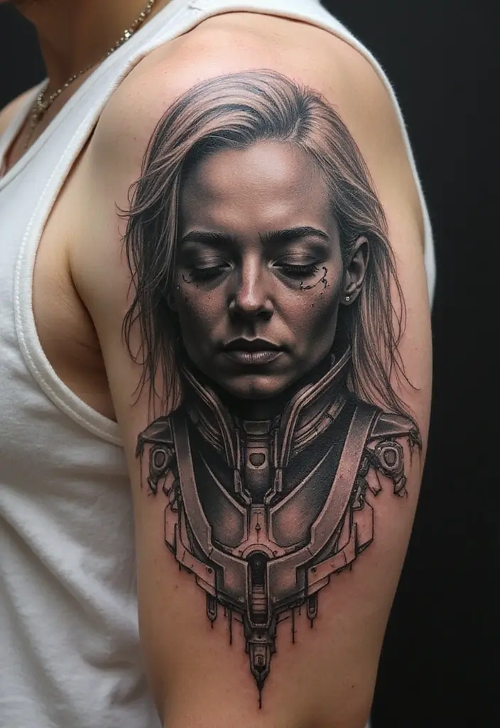 30 Blackwork Tattoo Ideas That Are Bold and Artistic - 28. Sci-Fi and Futuristic Elements