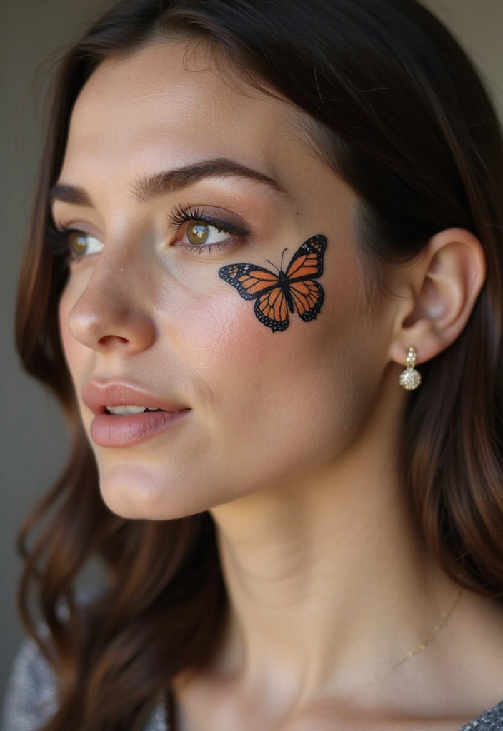 30 Butterfly Tattoo Placement Ideas That Enhance Beauty - 28. On the Cheekbone: A Unique Highlight