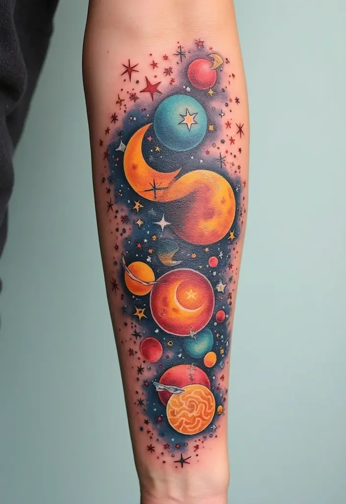 30 Celestial Star Tattoo Inspirations Full of Magic - 28. Celestial Tattoo Collage