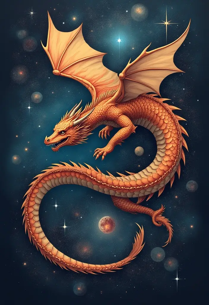 30 Chinese Dragon Tattoo Meaning and Artistic Designs - 28. The Dragon and the Stars