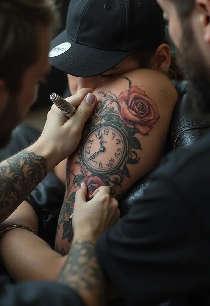 30 Clock and Rose Tattoos That Symbolize Time and Love - 28. Finding the Right Tattoo Artist