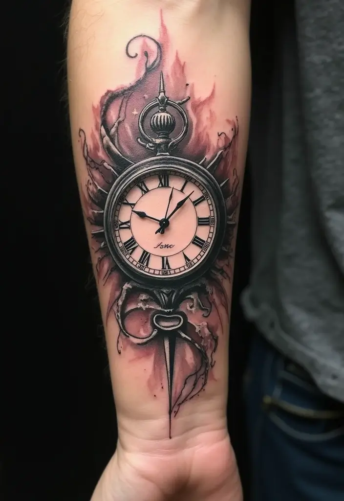 30 Clock Tattoo on Hand Ideas That Stand the Test of Time - 28. Illusionary Clock Design
