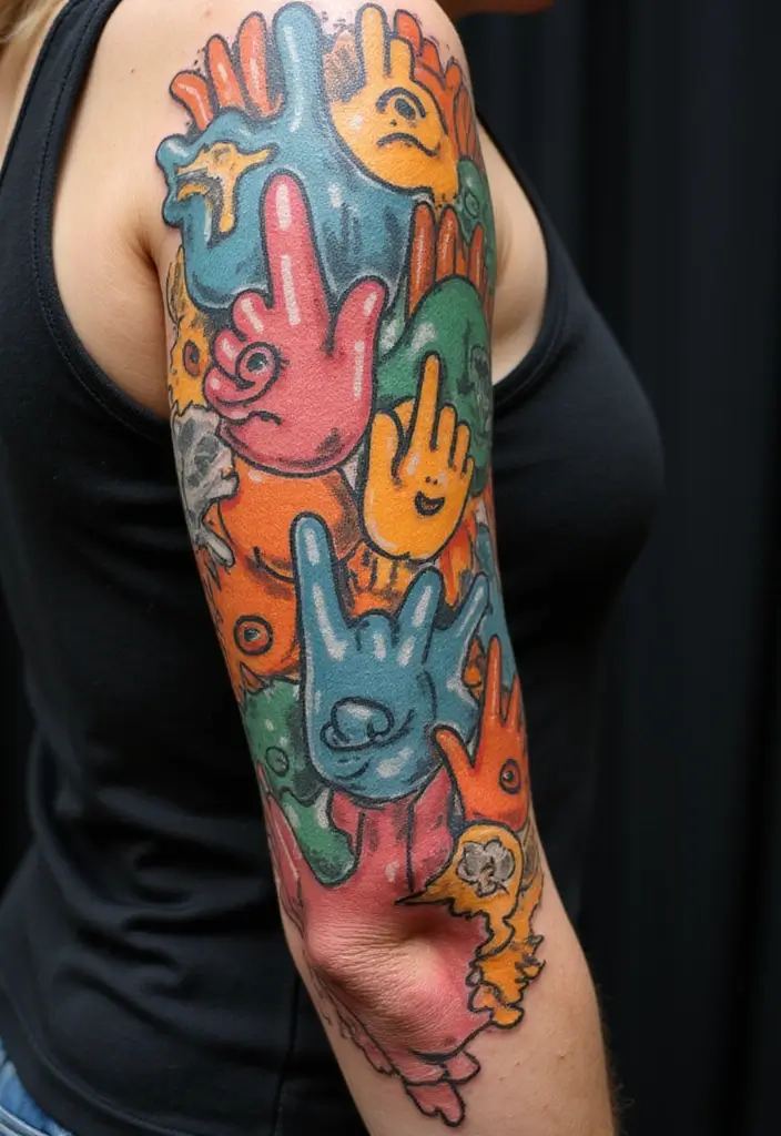 30 Colorful Arm Tattoos That Pop with Style - 28. Social Statements