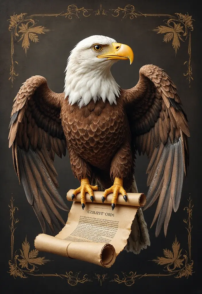 30 Eagle Tattoo Ideas That Represent Power and Courage - 28. Eagle Holding a Scroll