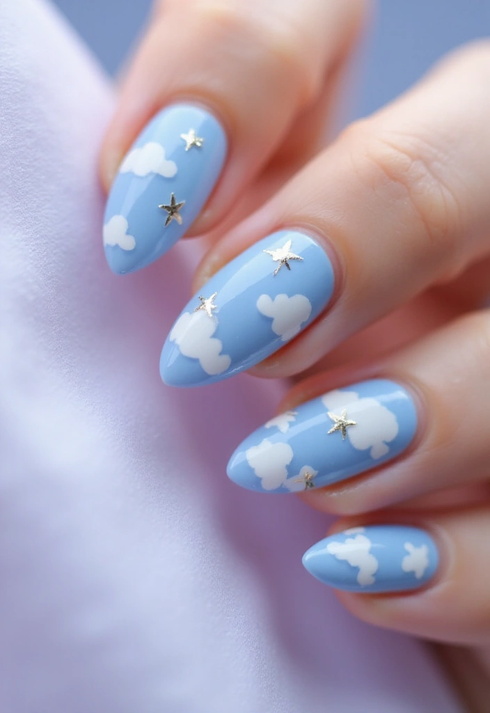 30 Finger Tattoo Ideas for Females That Look Stylish - 28. Clouds and Stars